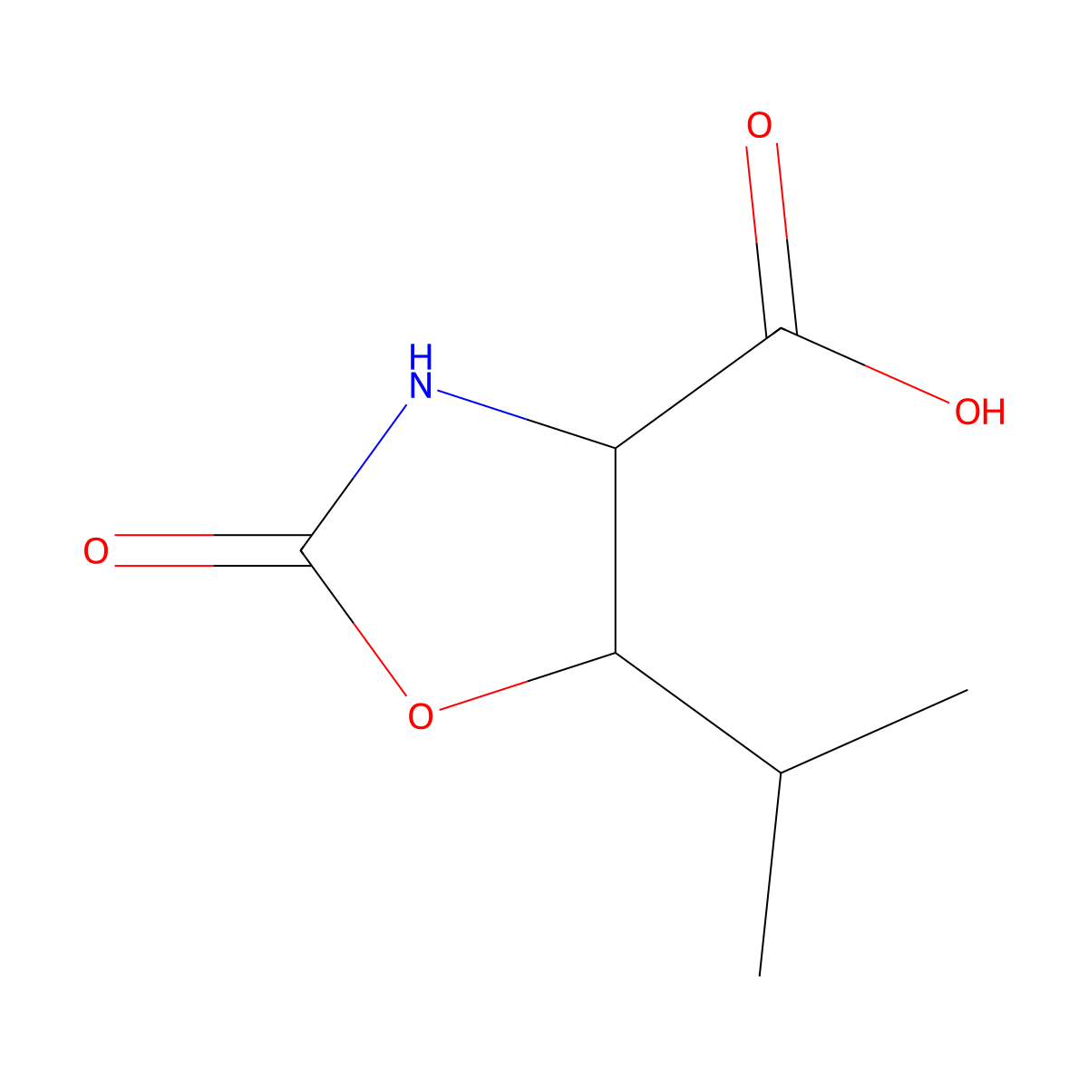 (4R,5S)-5-Isopropyl-2-oxooxazolidine-4-carboxylic acid molecular structure, CAS 50706-25-7