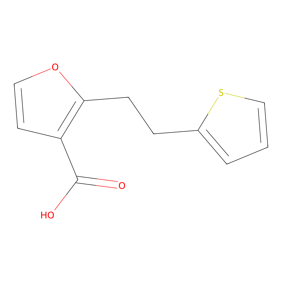 2-[2-(2-Thienyl)ethyl]-3-furoic acid molecular structure, CAS 50710-71-9