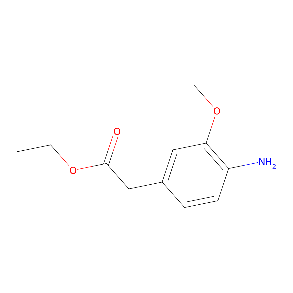 Ethyl 2-(4-amino-3-methoxyphenyl)acetate molecular structure, CAS 50712-58-8