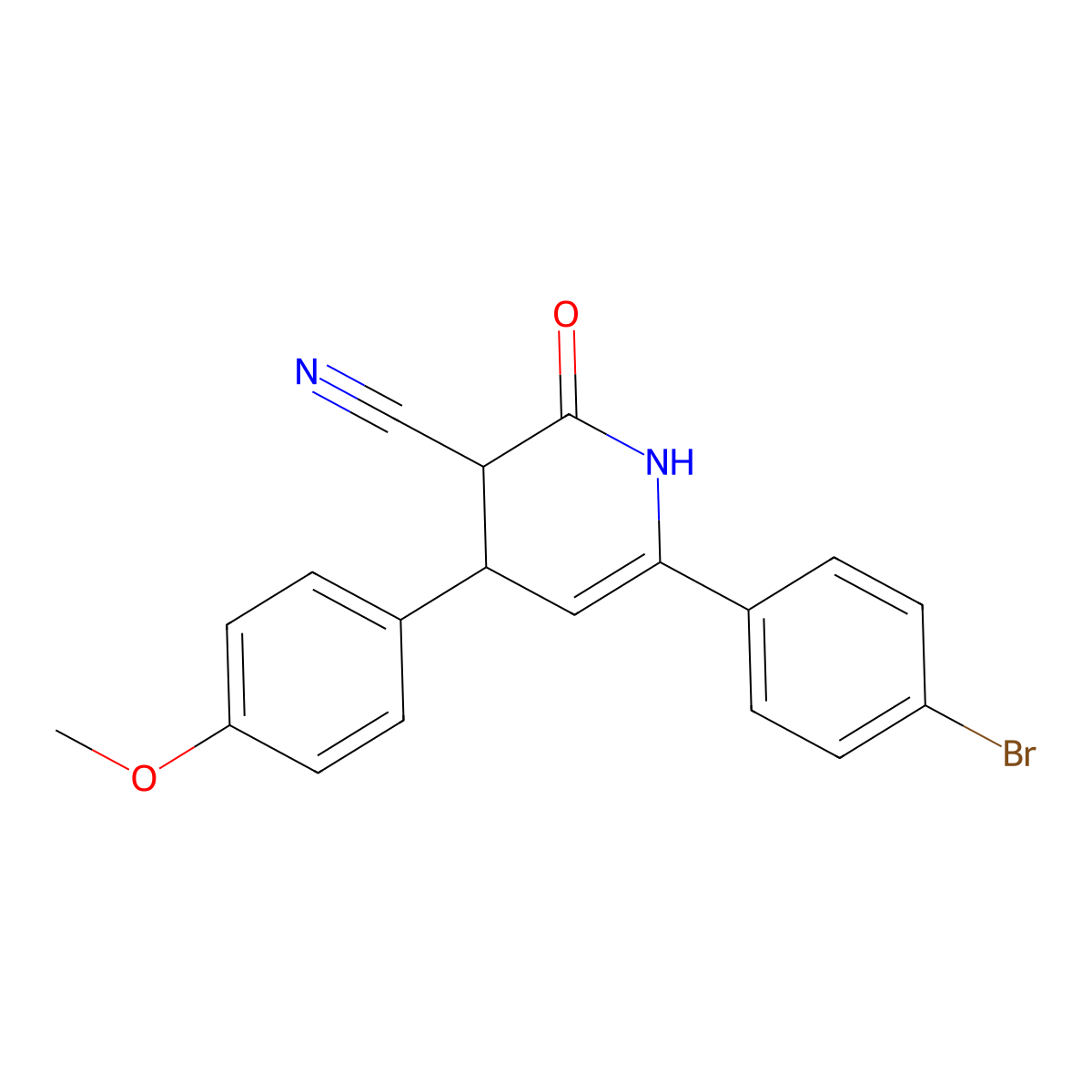 6-(4-Bromophenyl)-4-(4-methoxyphenyl)-2-oxo-1,2,3,4-tetrahydropyridine-3-carbonitrile molecular structure, CAS 507236-89-7