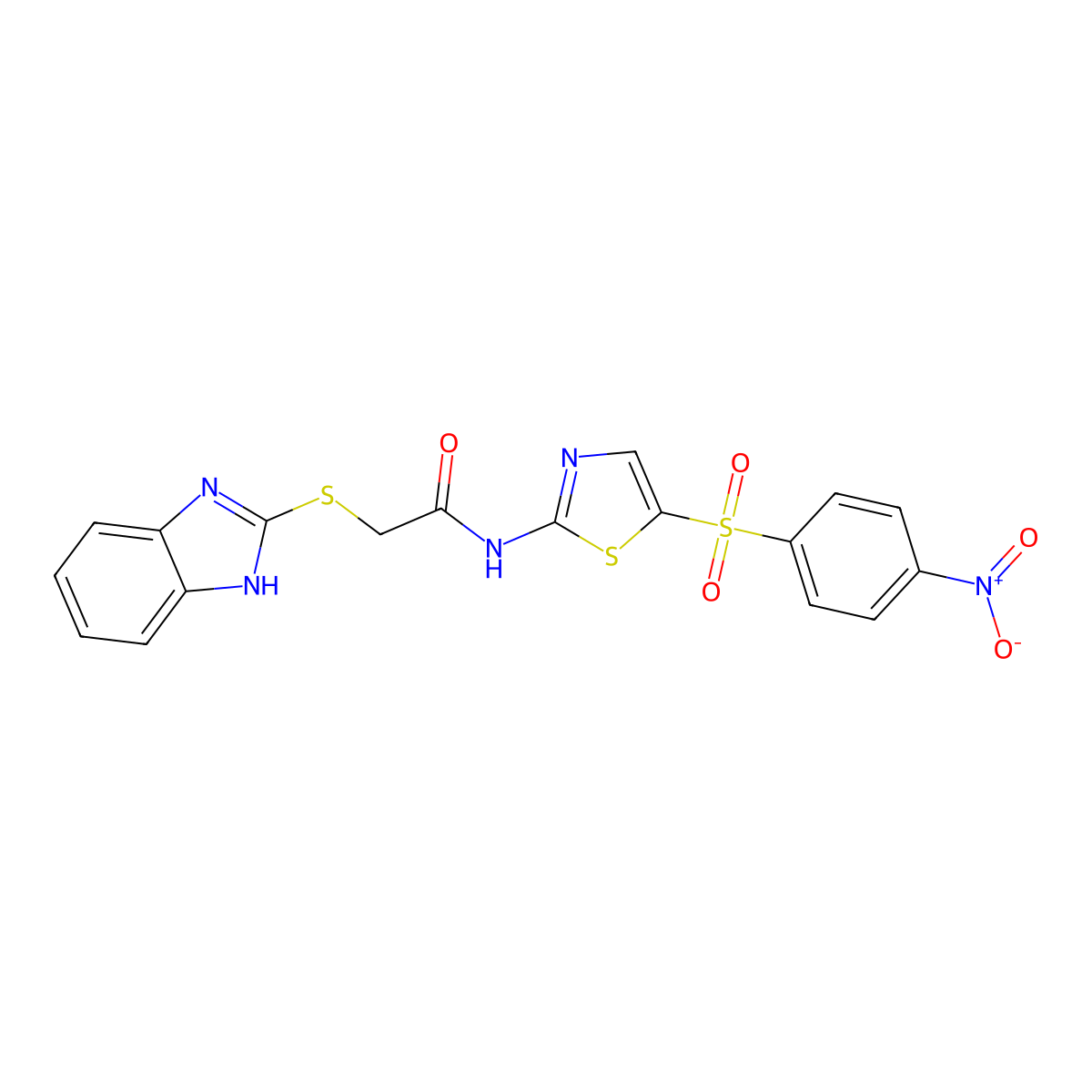 2-(1H-benzimidazol-2-ylsulfanyl)-N-[5-(4-nitrophenyl)sulfonyl-1,3-thiazol-2-yl]acetamide molecular structure, CAS 507251-92-5