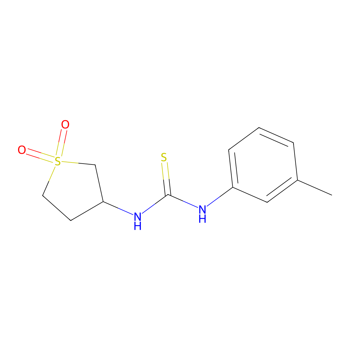 3-({[(3-Methylphenyl)amino]thioxomethyl}amino)thiolane-1,1-dione molecular structure, CAS 507252-50-8