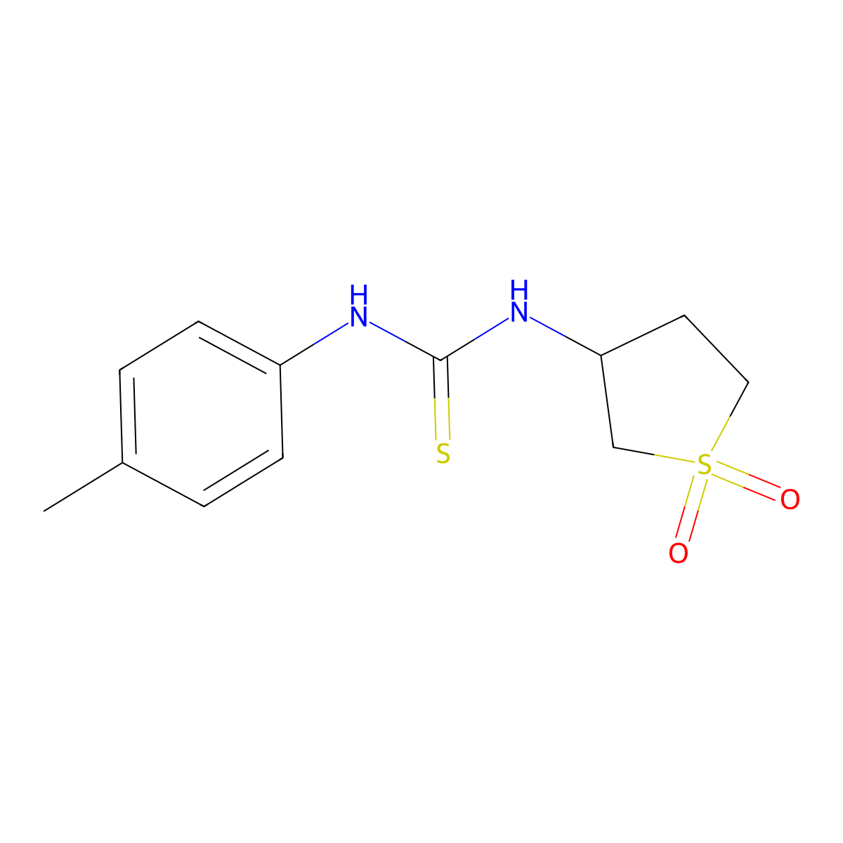 3-({[(4-Methylphenyl)amino]thioxomethyl}amino)thiolane-1,1-dione molecular structure, CAS 507252-54-2