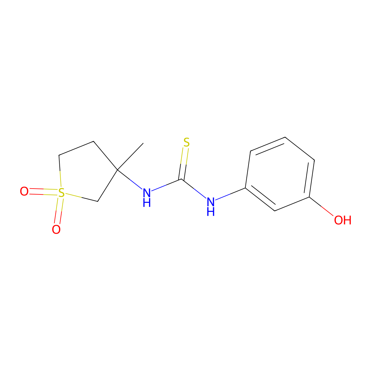 3-({[(3-Hydroxyphenyl)amino]thioxomethyl}amino)-3-methylthiolane-1,1-dione molecular structure, CAS 507252-80-4
