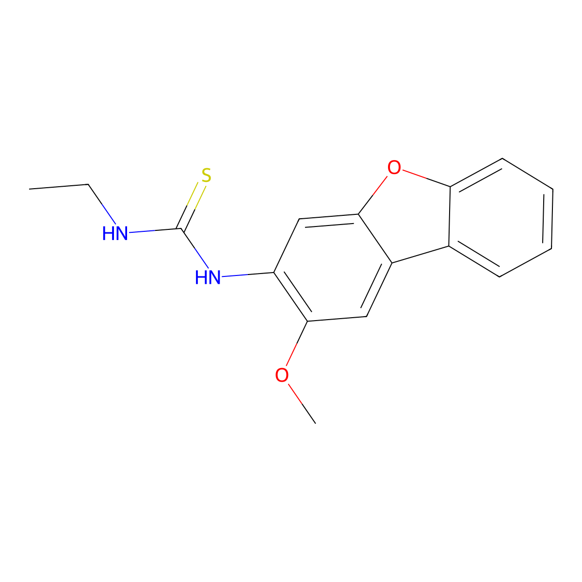 1-Ethyl-3-(2-methoxydibenzofuran-3-yl)thiourea molecular structure, CAS 507253-06-7