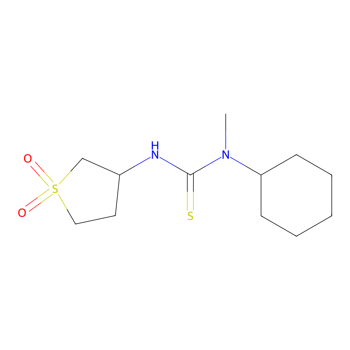1-Cyclohexyl-3-(1,1-dioxidotetrahydrothiophen-3-yl)-1-methylthiourea molecular structure, CAS 507253-66-9