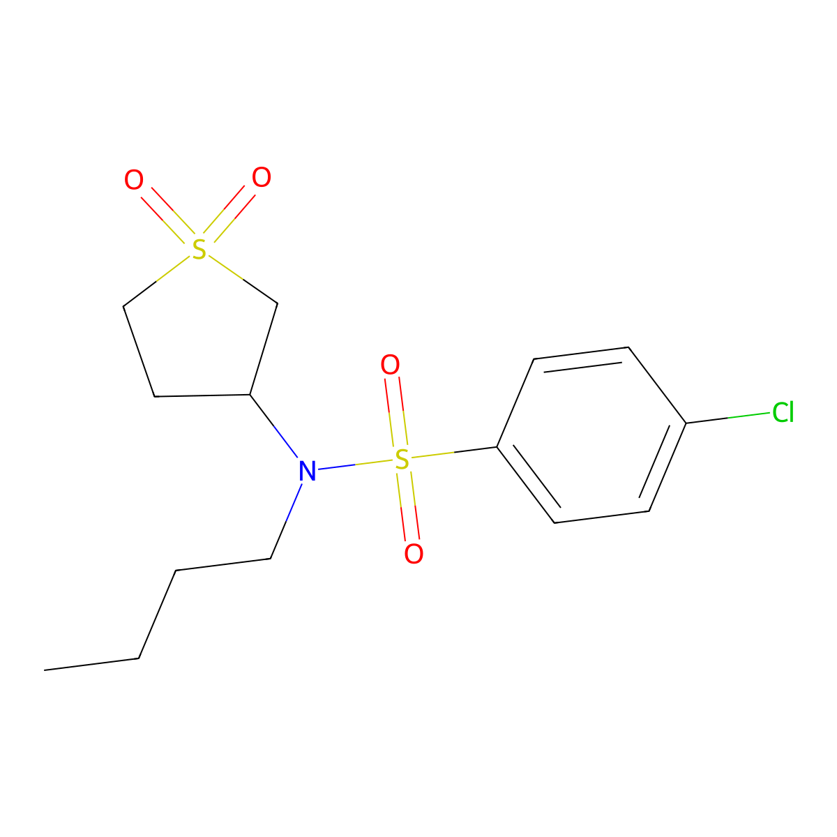 3-{Butyl[(4-chlorophenyl)sulfonyl]amino}thiolane-1,1-dione molecular structure, CAS 507257-14-9