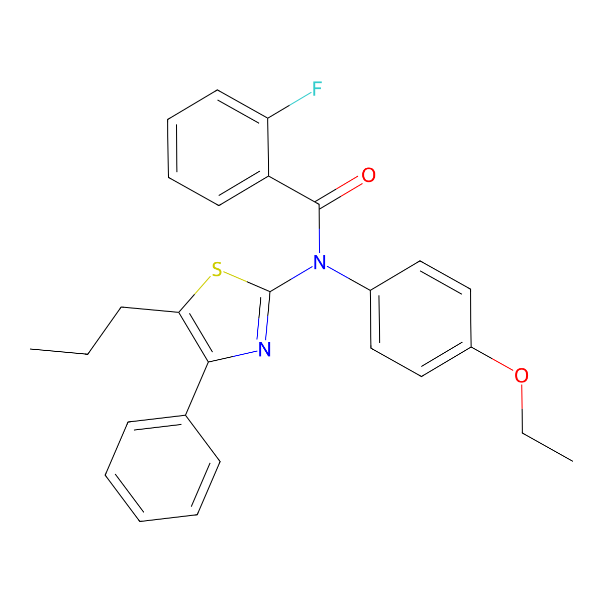 N-(4-ethoxyphenyl)-2-fluoro-N-(4-phenyl-5-propyl-1,3-thiazol-2-yl)benzamide molecular structure, CAS 507257-36-5