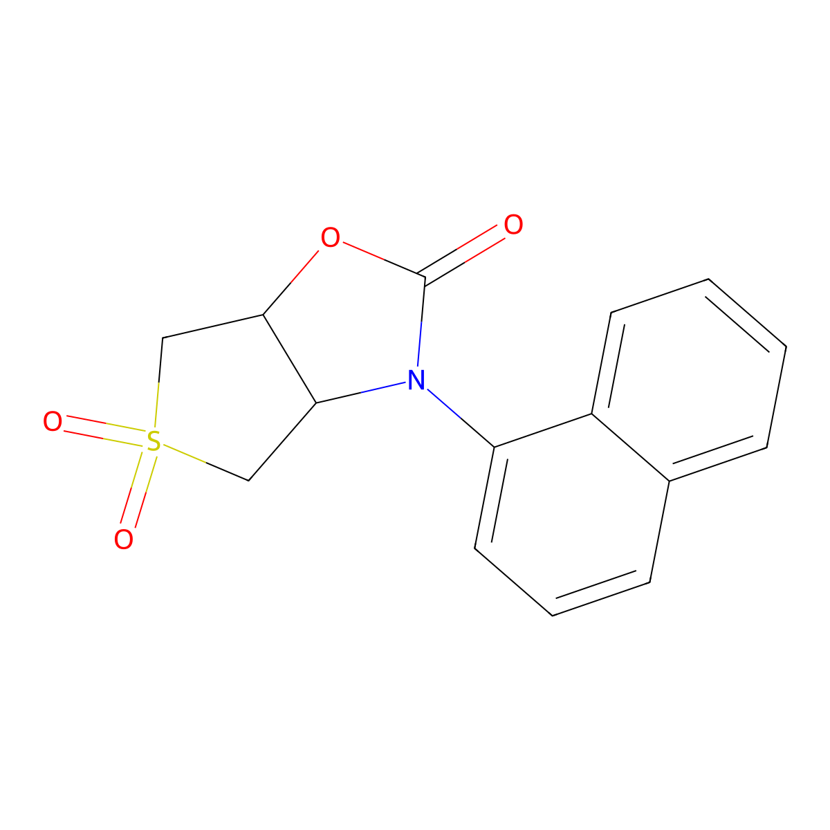3-Naphthalen-1-yl-5,5-dioxo-3a,4,6,6a-tetrahydrothieno[3,4-d][1,3]oxazol-2-one molecular structure, CAS 507257-48-9