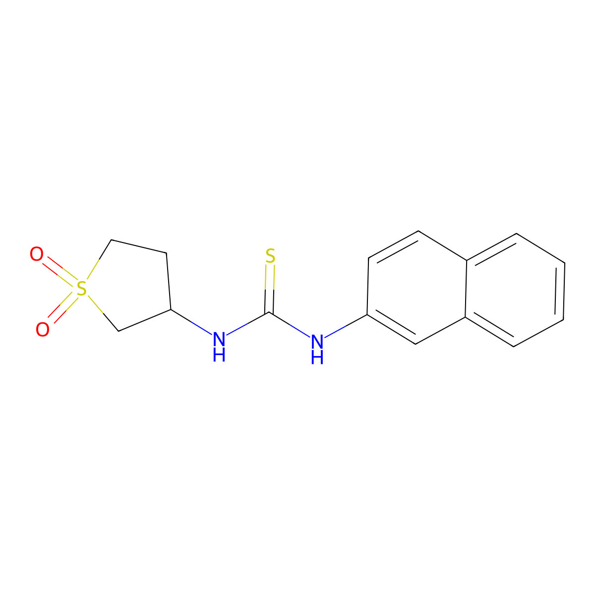 3-{[(2-Naphthylamino)thioxomethyl]amino}thiolane-1,1-dione molecular structure, CAS 507257-53-6