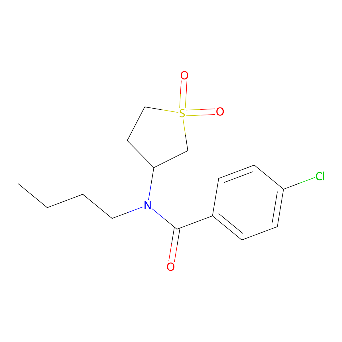 N-butyl-4-chloro-N-(1,1-dioxidotetrahydrothiophen-3-yl)benzamide molecular structure, CAS 507257-83-2