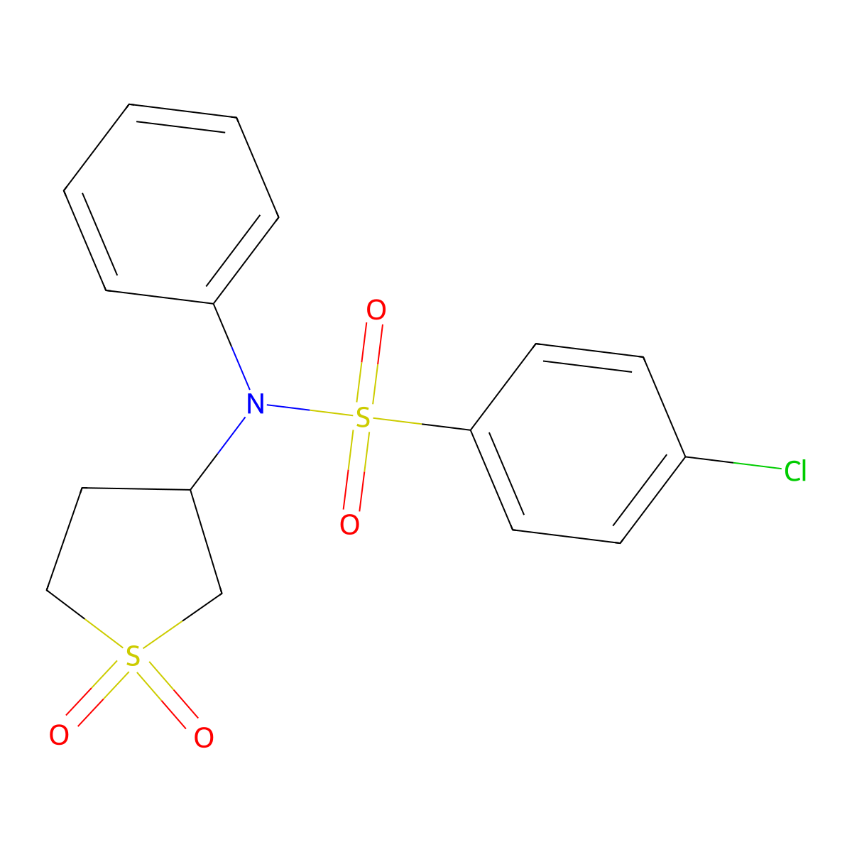 3-{[(4-Chlorophenyl)sulfonyl]phenylamino}thiolane-1,1-dione molecular structure, CAS 507258-15-3