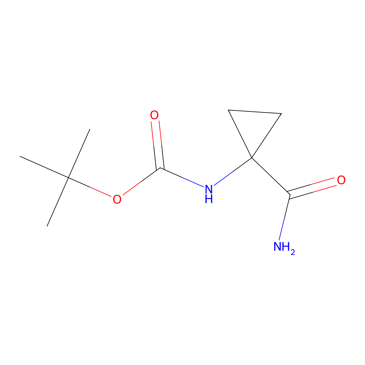tert-butyl N-(1-carbamoylcyclopropyl)carbamate molecular structure, CAS 507264-66-6