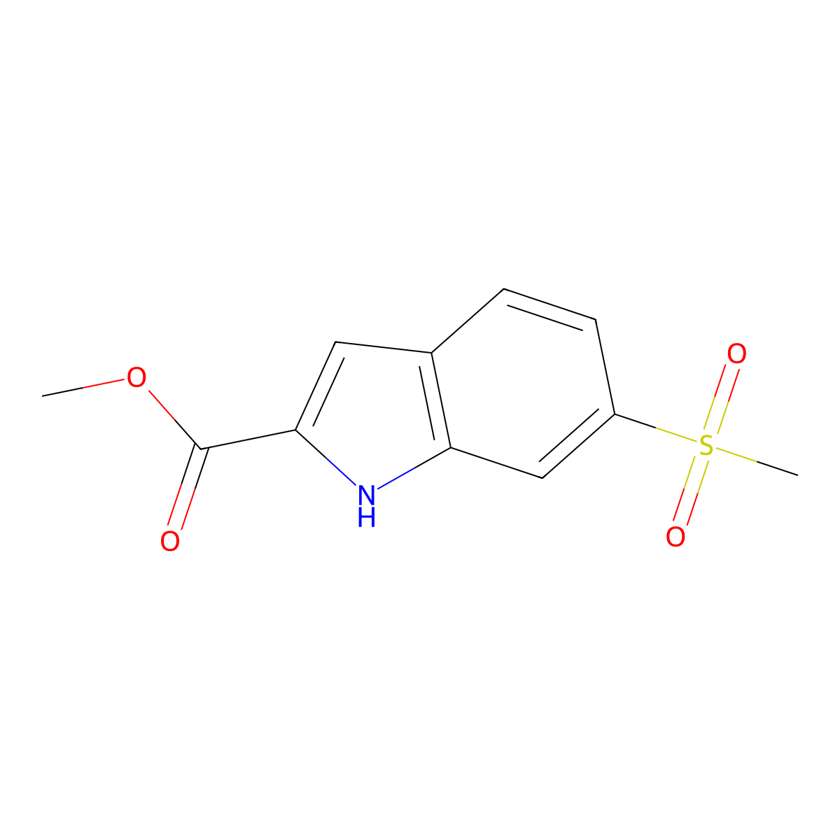 methyl 6-(methylsulfonyl)-1H-indole-2-carboxylate molecular structure, CAS 507272-16-4