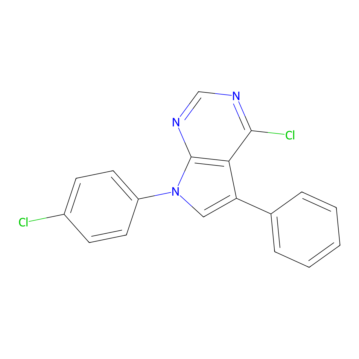 4-chloro-7-(4-chlorophenyl)-5-phenyl-7H-pyrrolo[2,3-d]pyrimidine molecular structure, CAS 507273-41-8