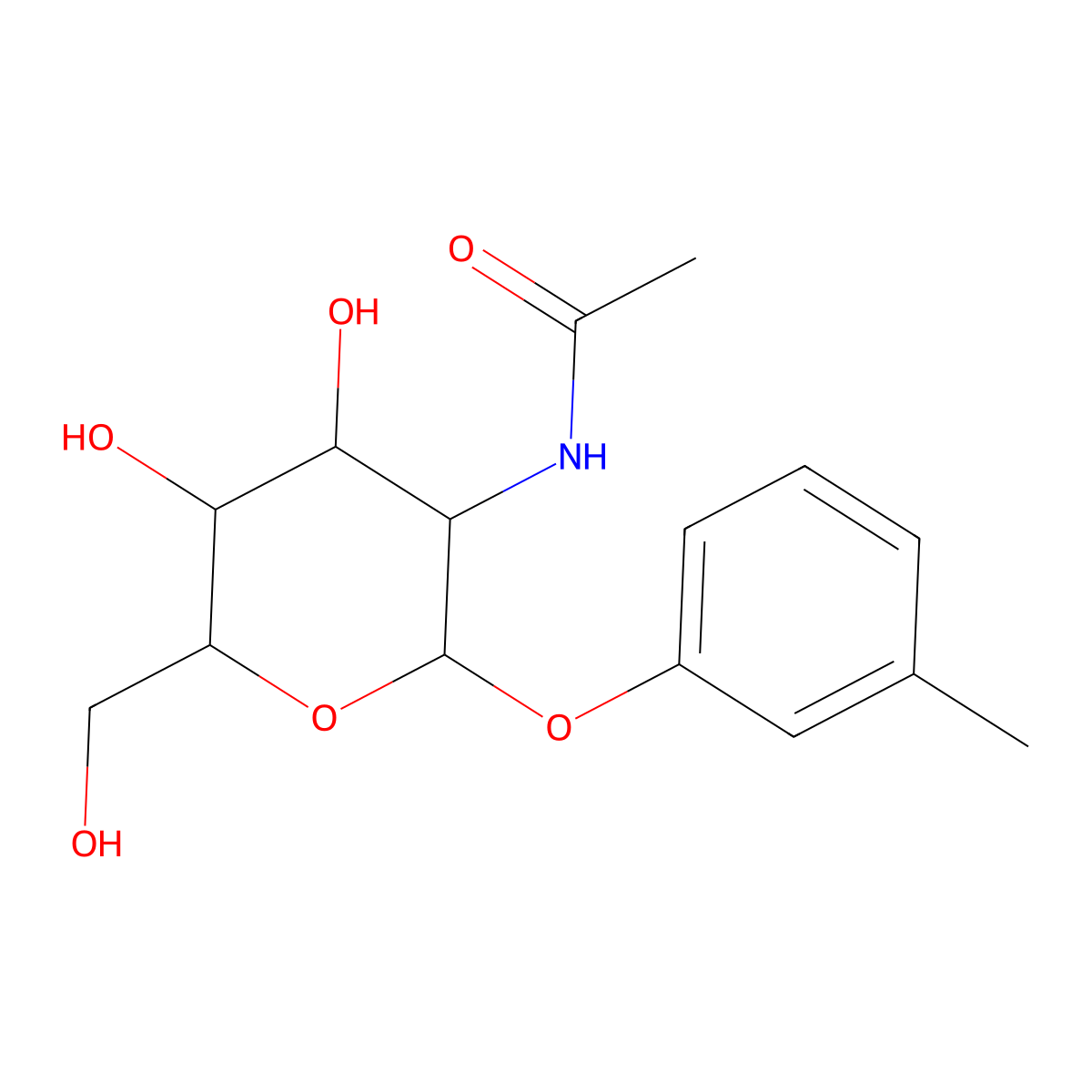 N-[(2S,3R,4R,5S,6R)-4,5-dihydroxy-6-(hydroxymethyl)-2-(3-methylphenoxy)oxan-3-yl]acetamide molecular structure, CAS 50729-96-9