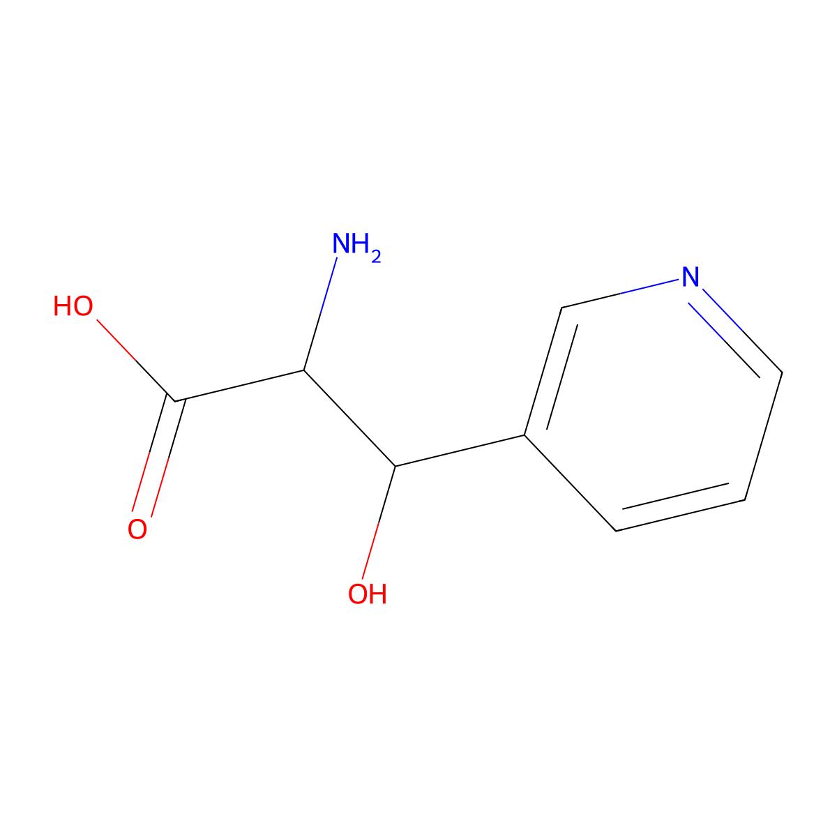 2-Amino-3-hydroxy-3-(pyridin-3-yl)propanoic acid molecular structure, CAS 50731-52-7