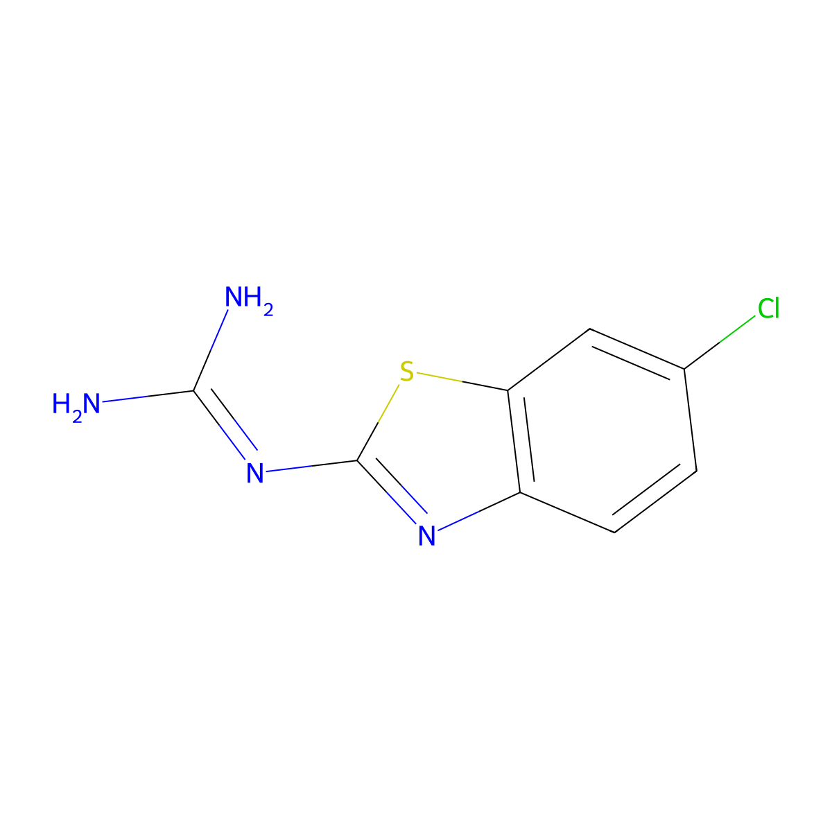 N-(6-chloro-1,3-benzothiazol-2-yl)guanidine molecular structure, CAS 50739-43-0