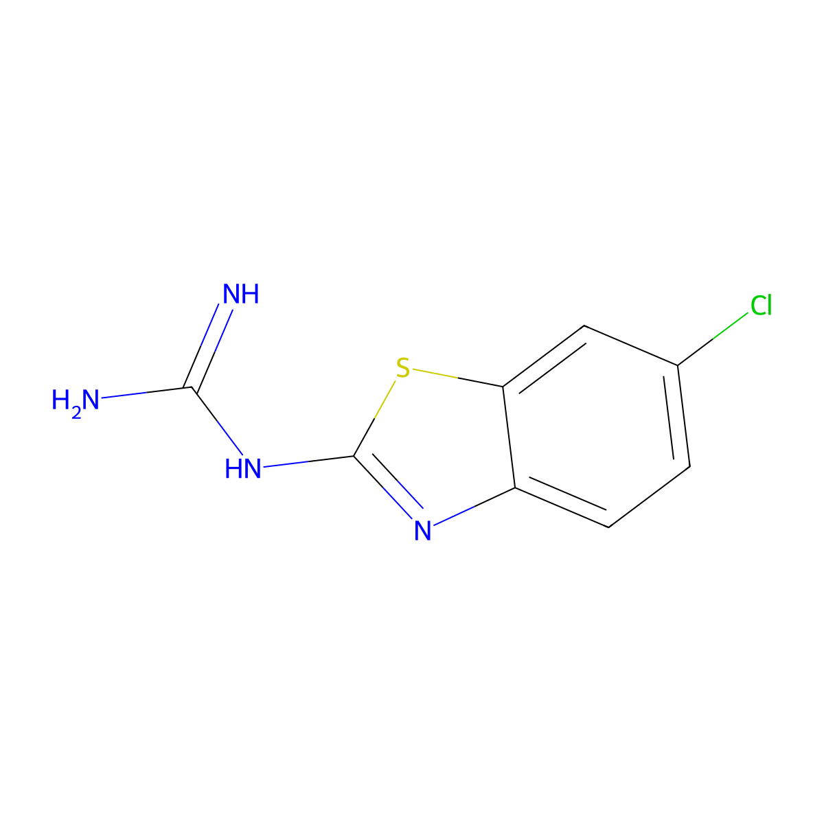 N-(6-chloro-1,3-benzothiazol-2-yl)guanidine molecular structure, CAS 50739-43-0