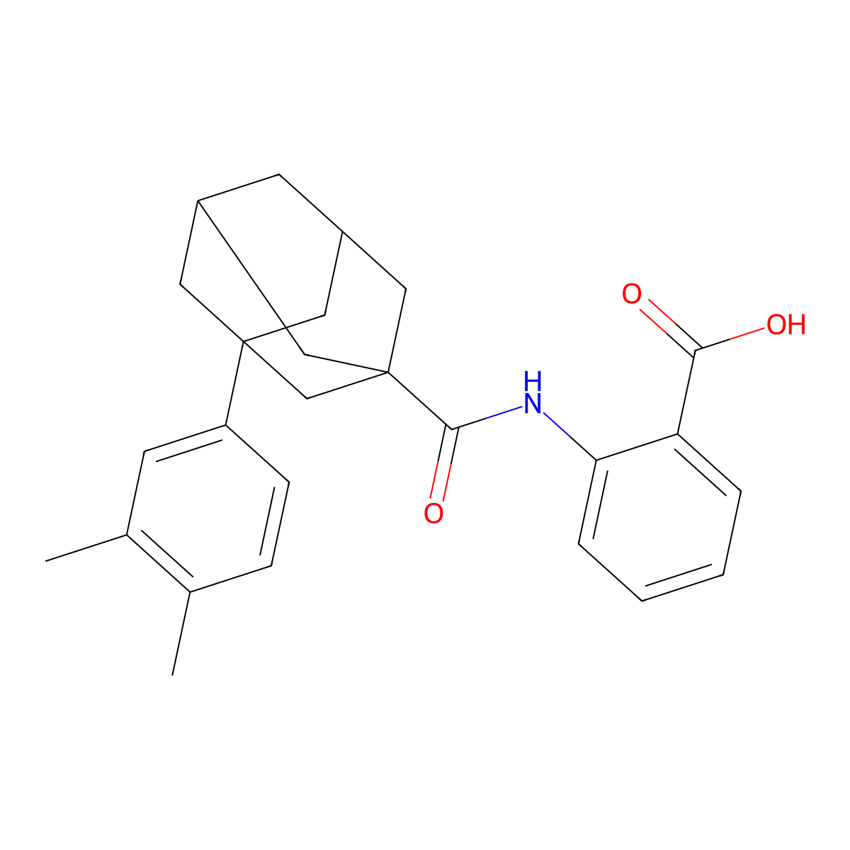 Anthranilic acid, N-(5-(3',4'-xylyl)-3-adamantylcarbonyl)- molecular structure, CAS 50741-83-8