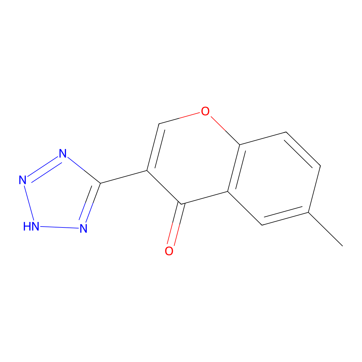 6-methyl-3-(2H-tetrazol-5-yl)chromen-4-one molecular structure, CAS 50743-48-1