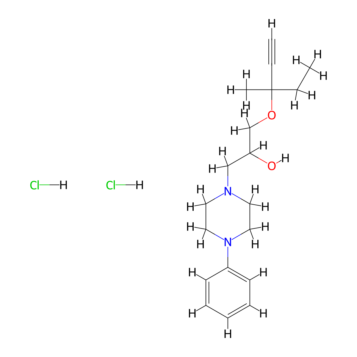 1-[(3-Methylpent-1-yn-3-yl)oxy]-3-(4-phenylpiperazin-1-yl)propan-2-ol dihydrochloride molecular structure, CAS 50743-78-7