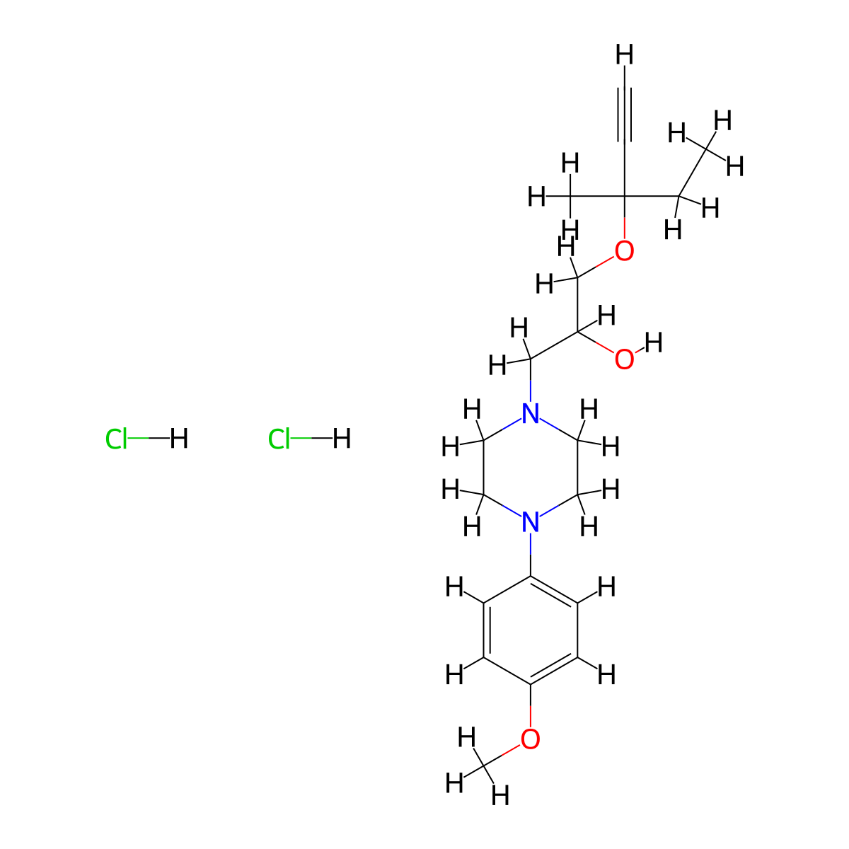 1-(4-(4-Methoxyphenyl)piperazin-1-yl)-3-((3-methylpent-1-yn-3-yl)oxy)propan-2-ol dihydrochloride molecular structure, CAS 50743-92-5