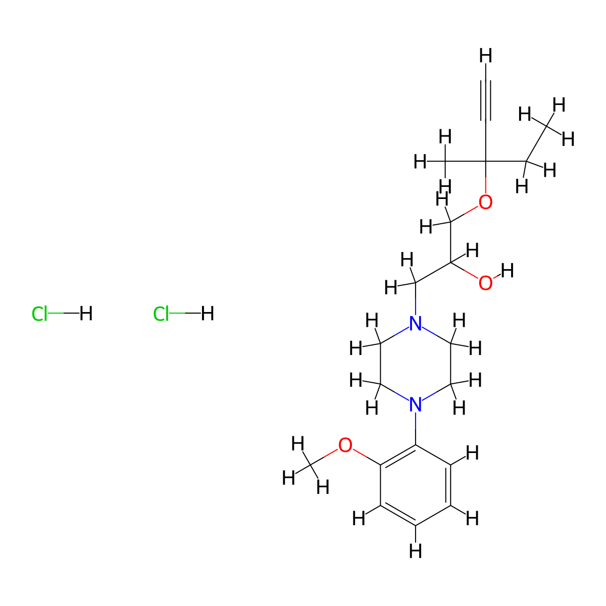 1-(4-(2-Methoxyphenyl)piperazin-1-yl)-3-((3-methylpent-1-yn-3-yl)oxy)propan-2-ol dihydrochloride molecular structure, CAS 50743-93-6