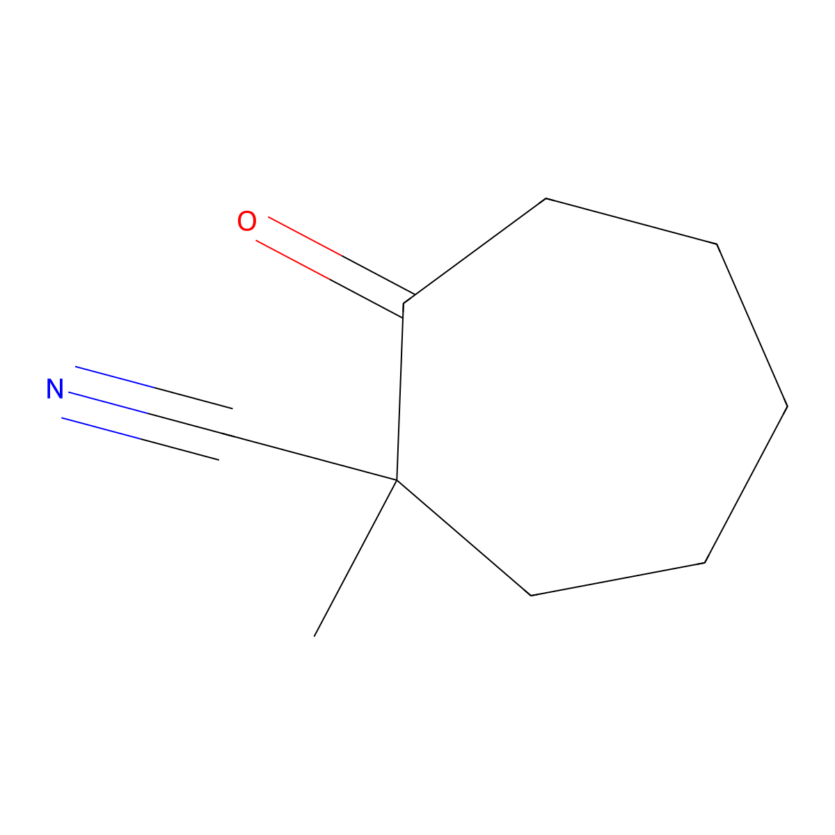 1-Methyl-2-oxocycloheptanecarbonitrile molecular structure, CAS 50744-42-8