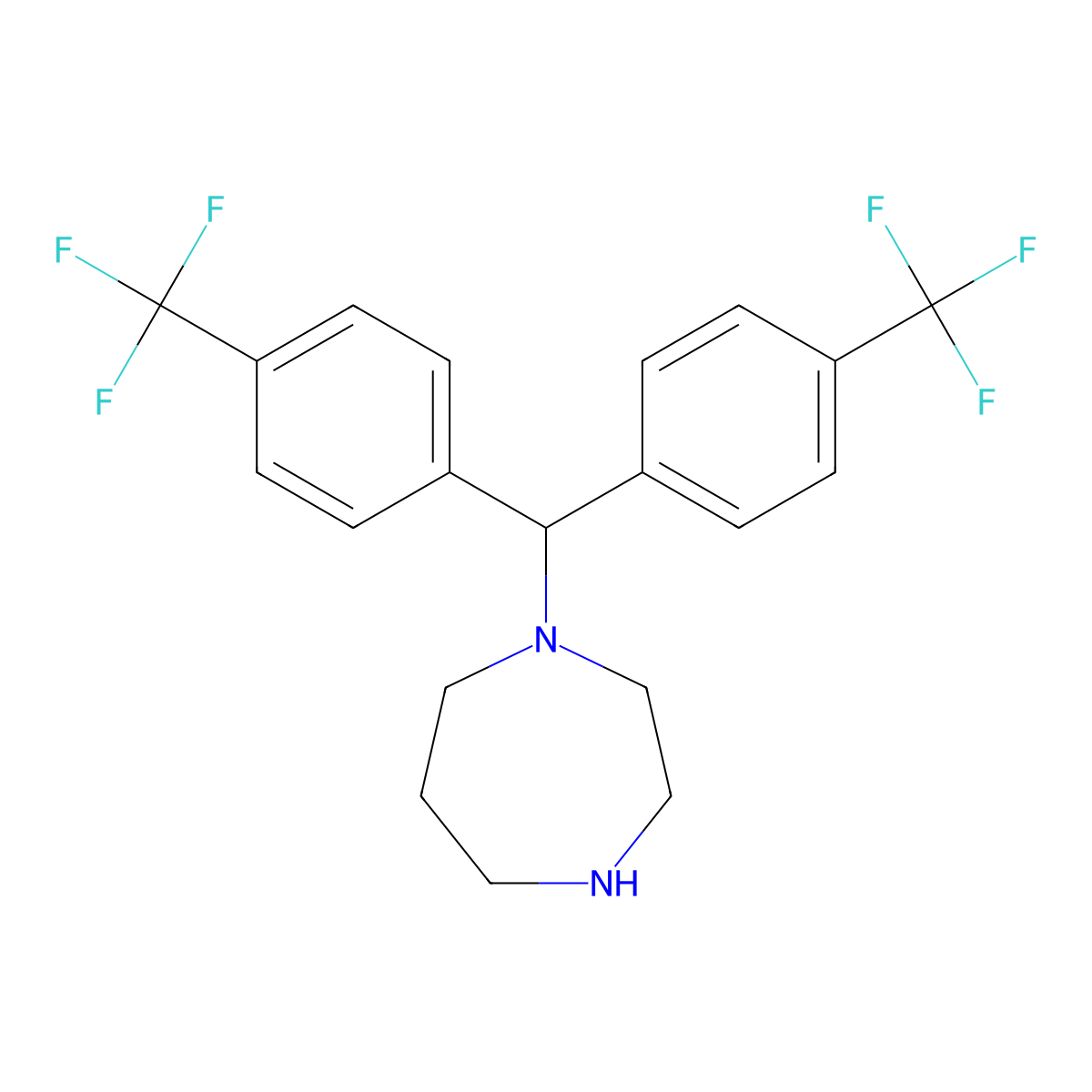 1-{Bis[4-(trifluoromethyl)phenyl]methyl}-1,4-diazepane molecular structure, CAS 507443-64-3