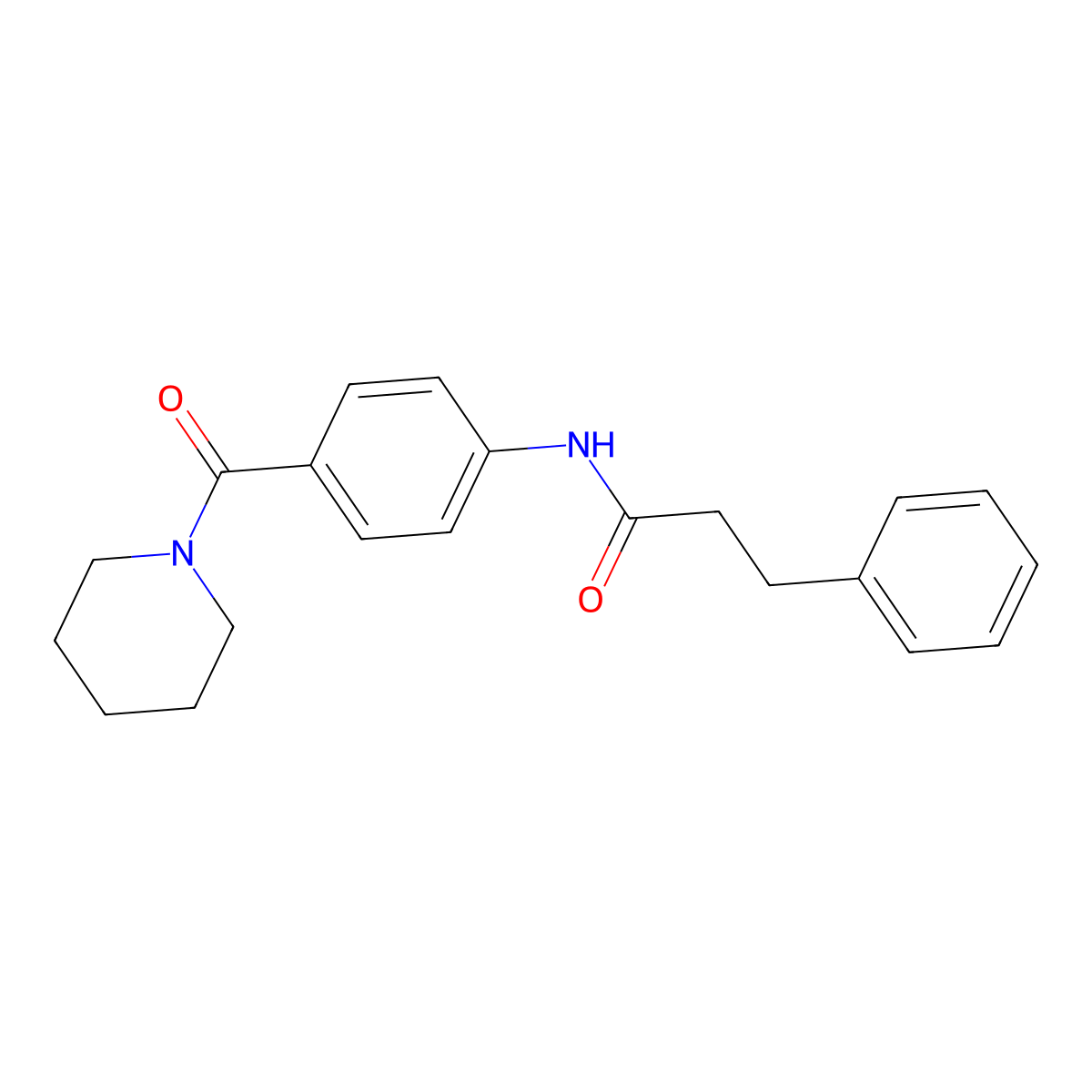 3-phenyl-N-[4-(piperidin-1-ylcarbonyl)phenyl]propanamide molecular structure, CAS 507447-84-9