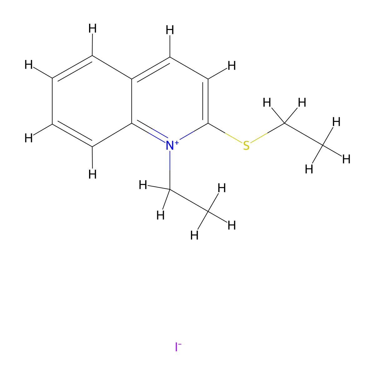 Quinolinium, 1-ethyl-2-(ethylthio)-, iodide (1:1) molecular structure, CAS 50745-64-7