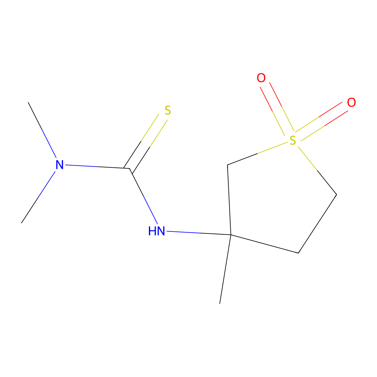 3-{[(Dimethylamino)thioxomethyl]amino}-3-methylthiolane-1,1-dione molecular structure, CAS 507456-52-2