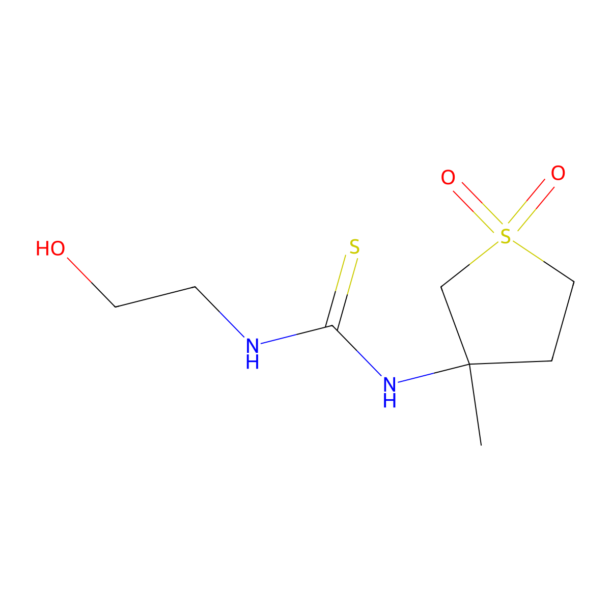 3-({[(2-Hydroxyethyl)amino]thioxomethyl}amino)-3-methylthiolane-1,1-dione molecular structure, CAS 507456-58-8