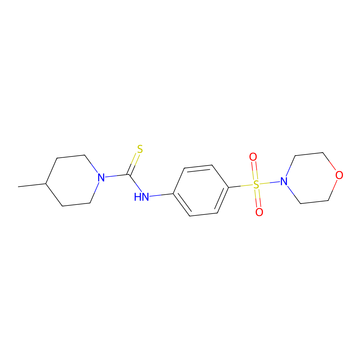 4-[(4-{[(4-Methylpiperidyl)thioxomethyl]amino}phenyl)sulfonyl]morpholine molecular structure, CAS 507456-82-8