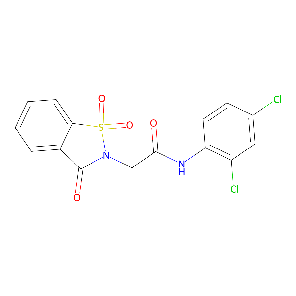 N-(2,4-dichlorophenyl)-2-(1,1,3-trioxo-2,3-dihydro-1lambda6,2-benzothiazol-2-yl)acetamide molecular structure, CAS 507457-23-0