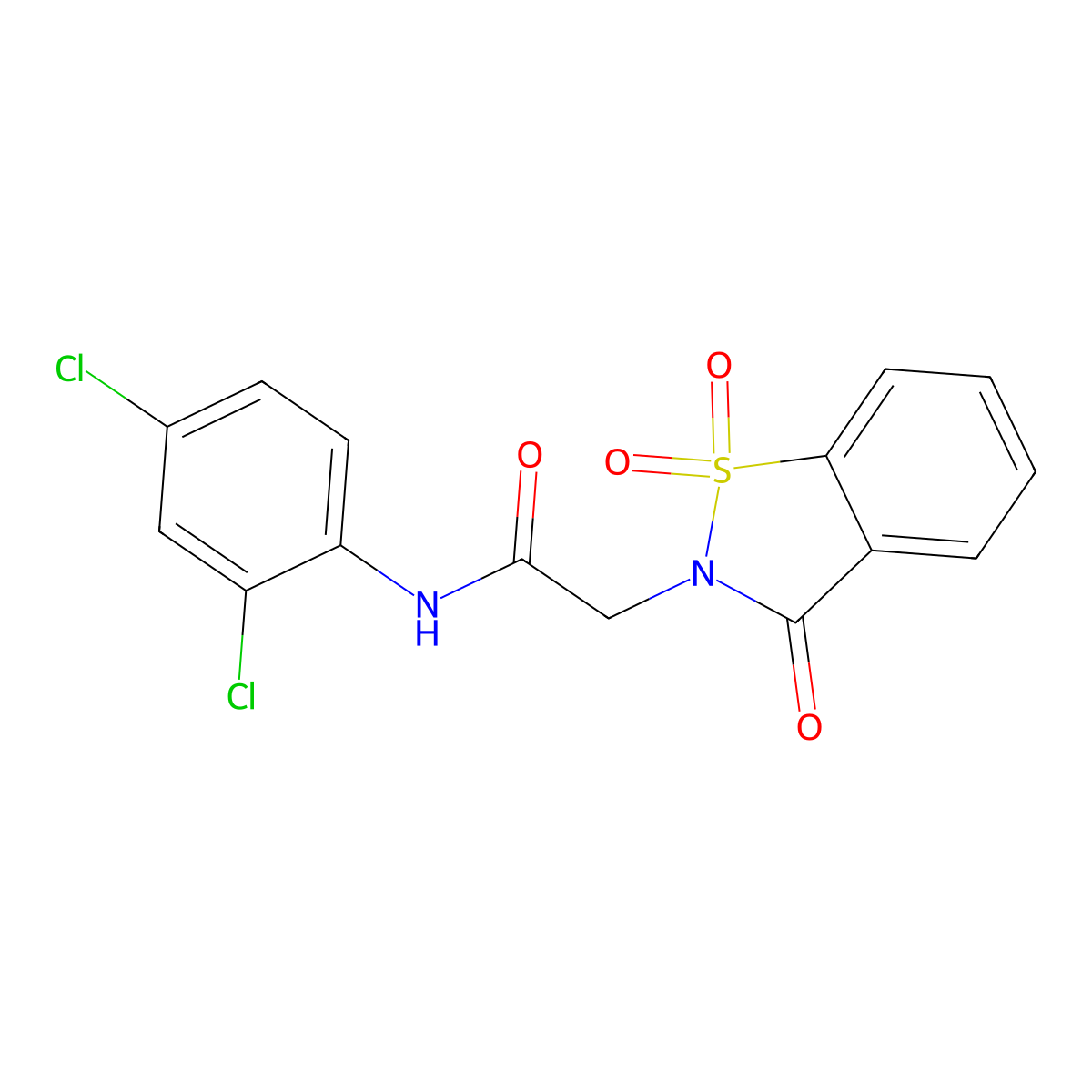 N-(2,4-dichlorophenyl)-2-(1,1,3-trioxo-2,3-dihydro-1lambda6,2-benzothiazol-2-yl)acetamide molecular structure, CAS 507457-23-0
