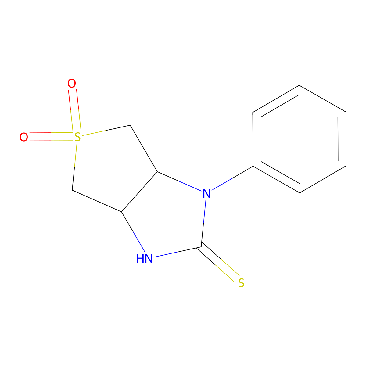1-phenyl-3a,4,6,6a-tetrahydro-1H-thieno[3,4-d]imidazole-2-thiol 5,5-dioxide molecular structure, CAS 507457-79-6