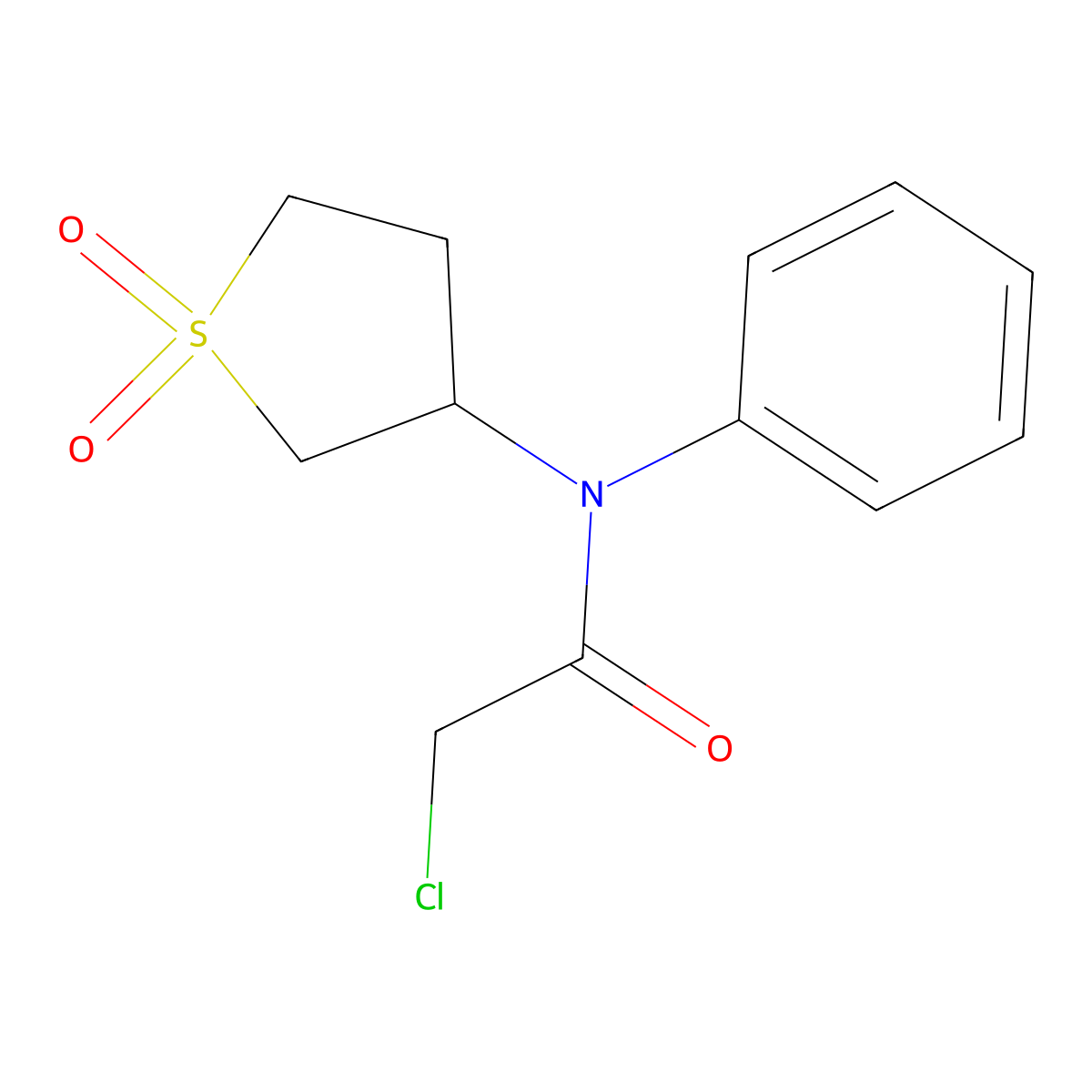 2-chloro-N-(1,1-dioxo-1lambda6-thiolan-3-yl)-N-phenylacetamide molecular structure, CAS 507458-95-9