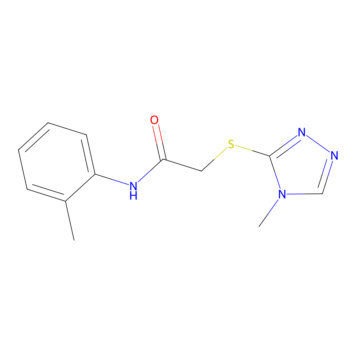 N-(2-methylphenyl)-2-[(4-methyl-1,2,4-triazol-3-yl)sulfanyl]acetamide molecular structure, CAS 507459-19-0