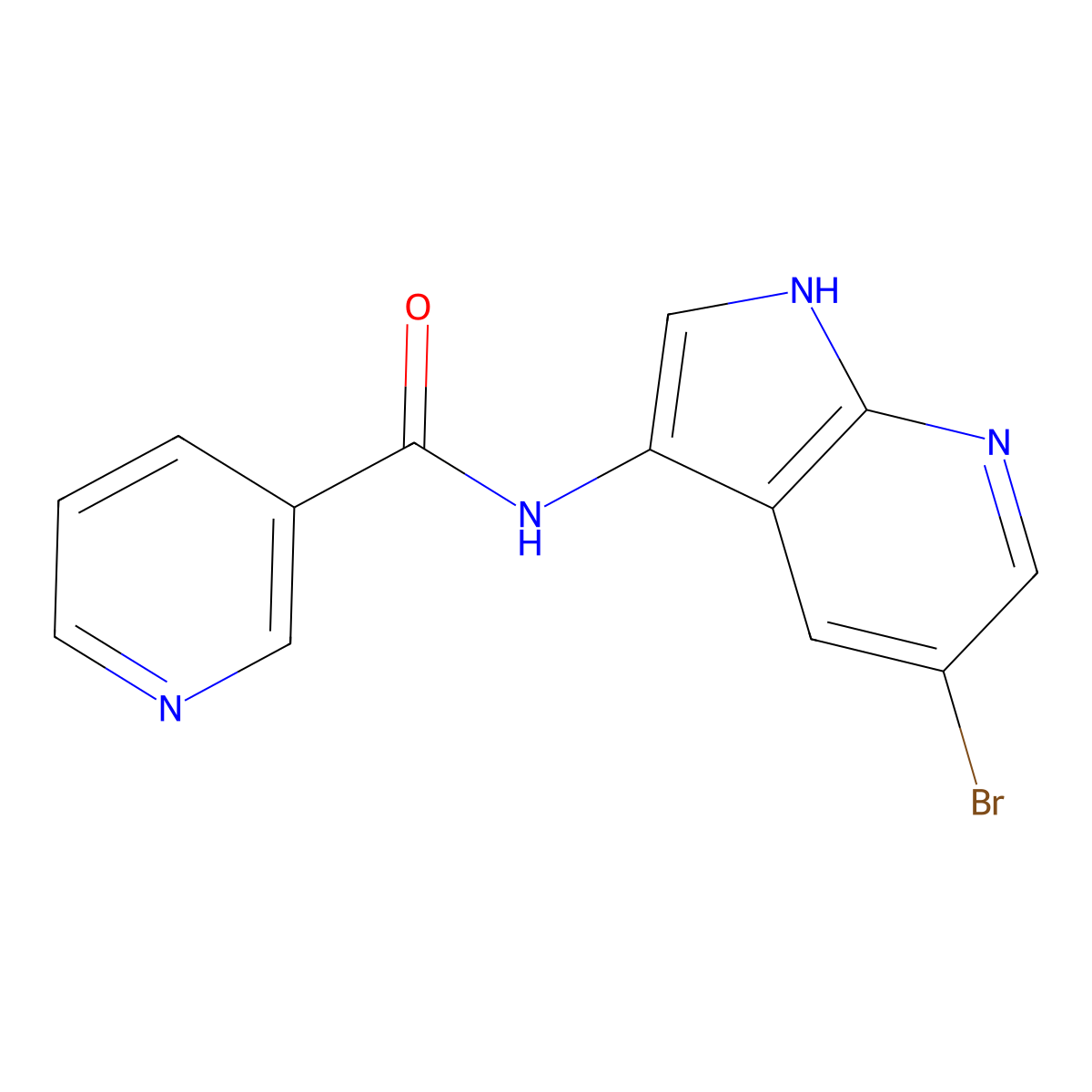 N-(5-bromo-1H-pyrrolo[2,3-b]pyridin-3-yl)nicotinamide molecular structure, CAS 507462-80-8