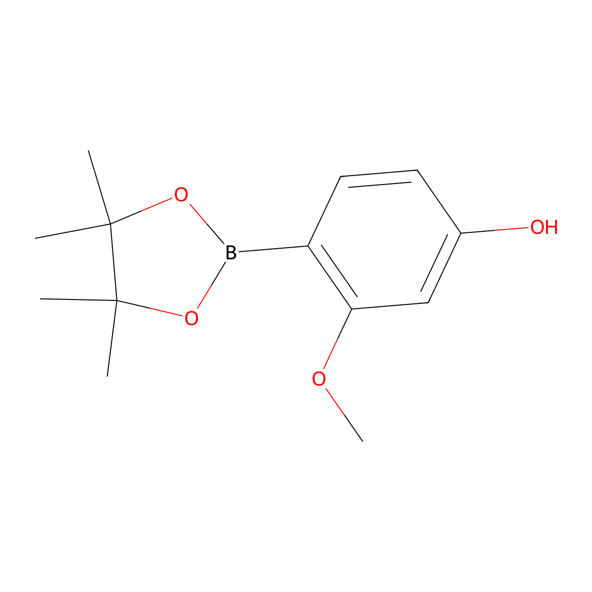 3-Methoxy-4-(4,4,5,5-tetramethyl-1,3,2-dioxaborolan-2-yl)phenol molecular structure, CAS 507462-88-6