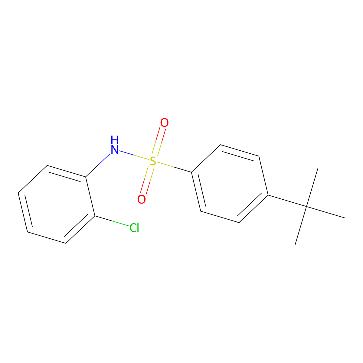4-tert-butyl-N-(2-chlorophenyl)benzenesulfonamide molecular structure, CAS 507465-59-0