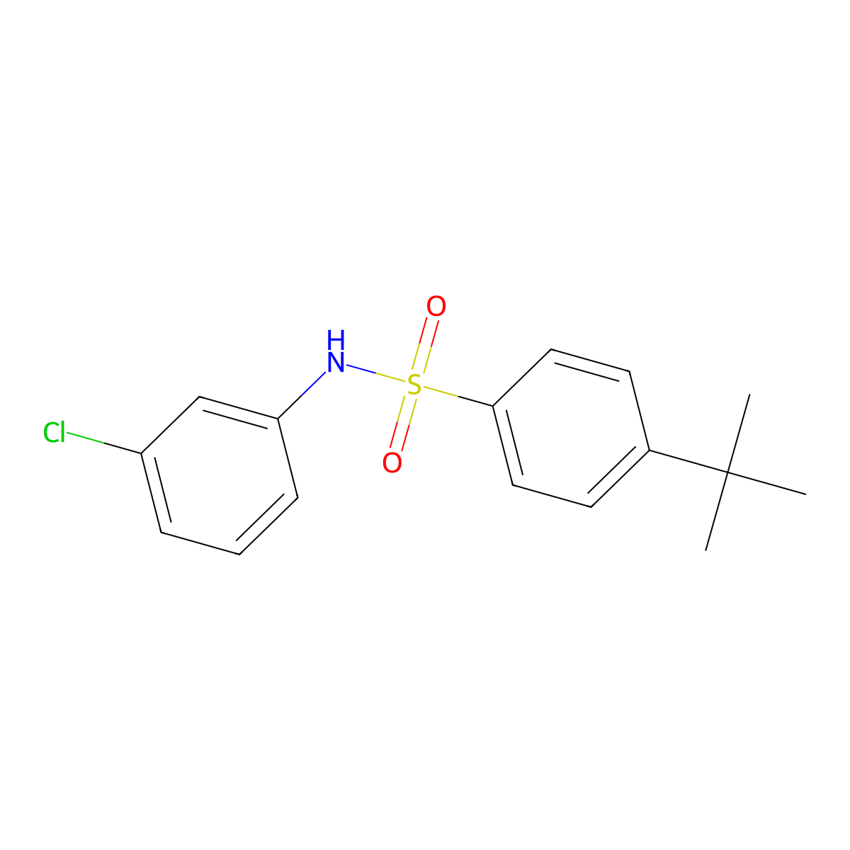 4-tert-butyl-N-(3-chlorophenyl)benzenesulfonamide molecular structure, CAS 507465-75-0