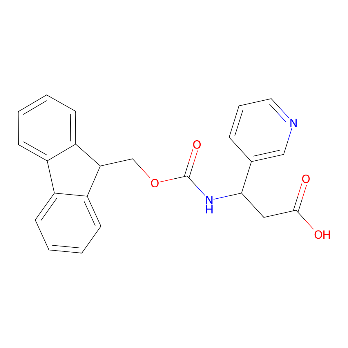 (3S)-3-({[(9H-Fluoren-9-yl)methoxy]carbonyl}amino)-3-(pyridin-3-yl)propanoic acid molecular structure, CAS 507472-06-2