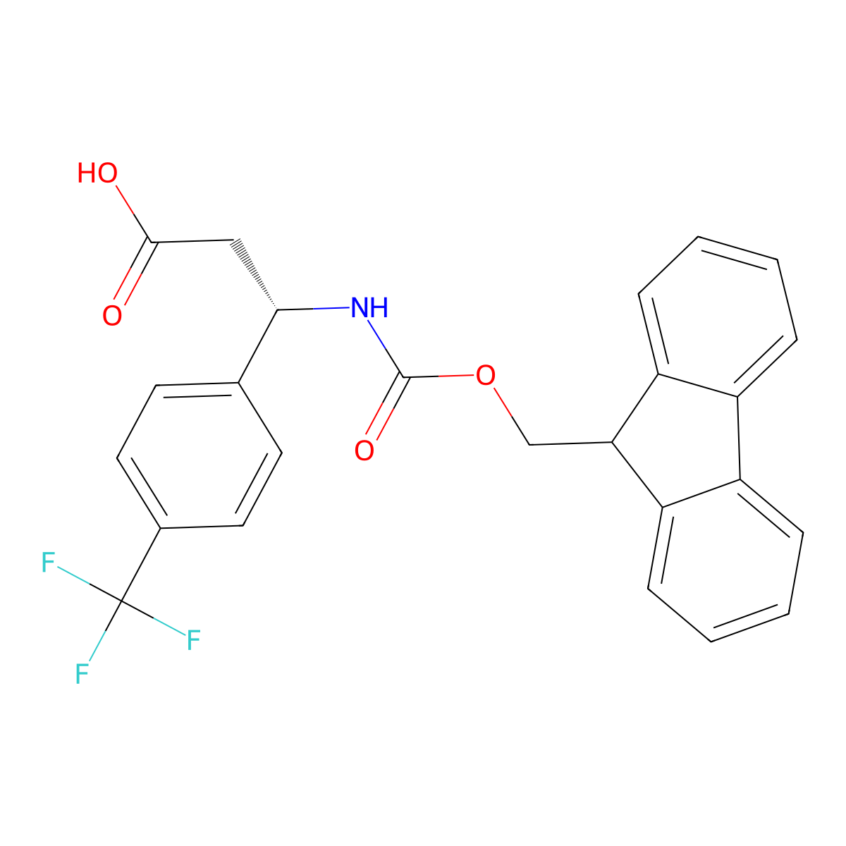 (S)-3-((((9H-Fluoren-9-yl)methoxy)carbonyl)amino)-3-(4-(trifluoromethyl)phenyl)propanoic acid molecular structure, CAS 507472-21-1