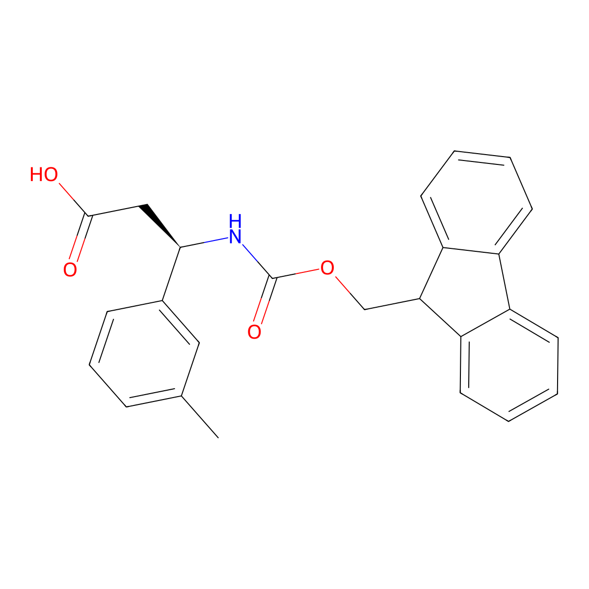 (R)-3-((((9H-Fluoren-9-yl)methoxy)carbonyl)amino)-3-(m-tolyl)propanoic acid molecular structure, CAS 507472-28-8