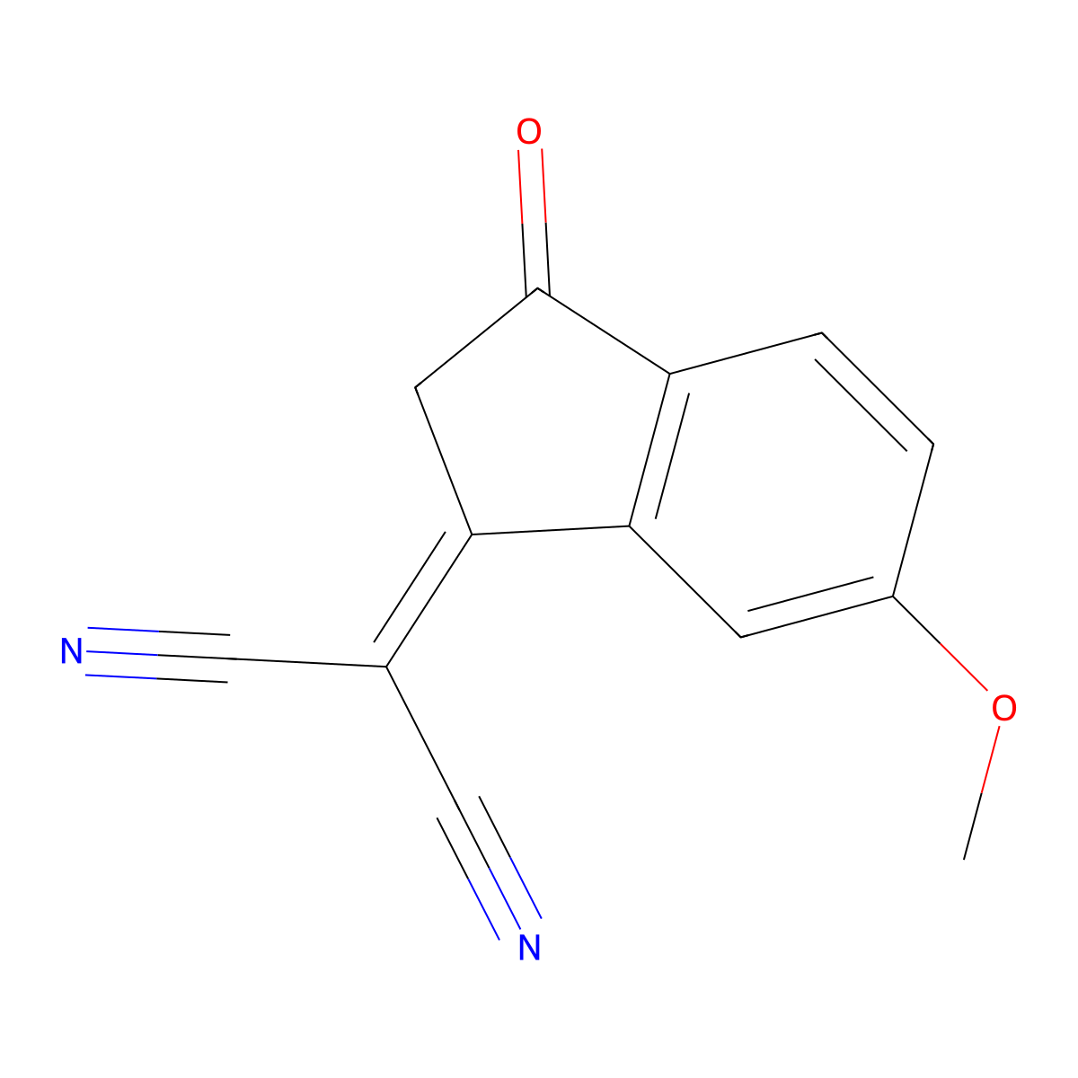 2-(6-methoxy-3-oxo-2,3-dihydro-1H-inden-1-ylidene)malononitrile molecular structure, CAS 507484-59-5