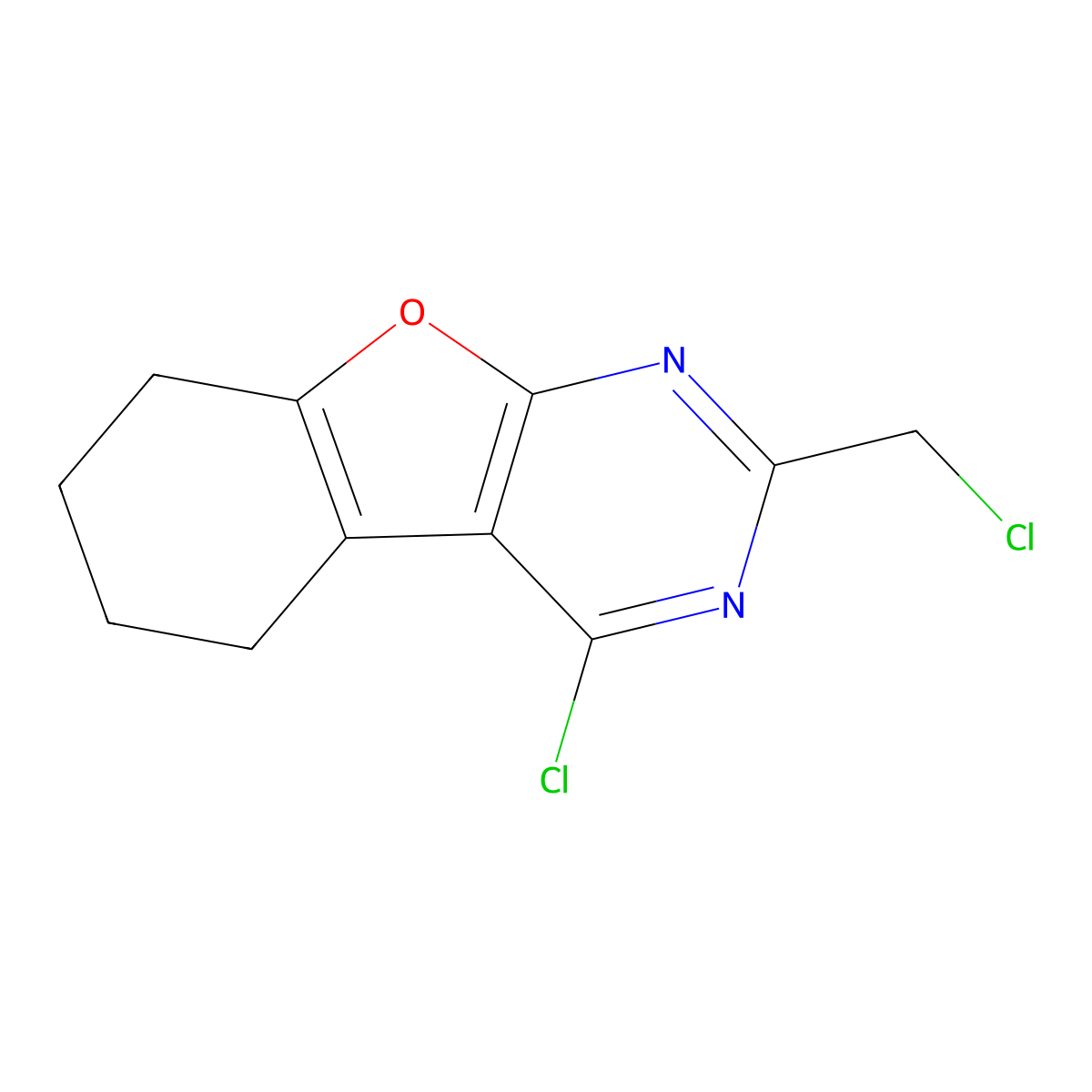 3-Chloro-5-(chloromethyl)-8-oxa-4,6-diazatricyclo[7.4.0.0^{2,7}]trideca-1(9),2,4,6-tetraene molecular structure, CAS 507487-25-4