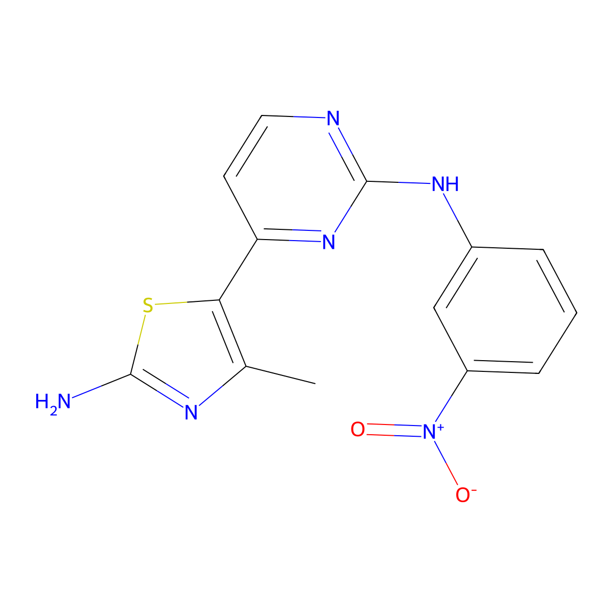 4-(2-Amino-4-methyl-5-thiazolyl)-N-(3-nitrophenyl)-2-pyrimidinamine molecular structure, CAS 507487-89-0